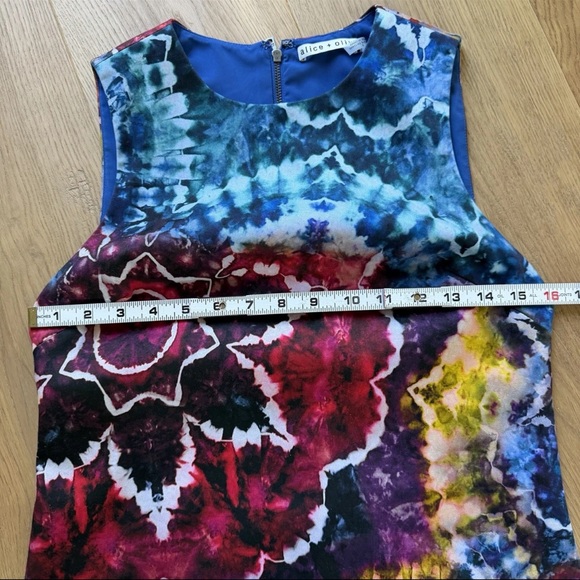 Alice + Olivia Coley  Tie dye Mini Shift Dress kaleidoscope Sleeveless Size 0 - Picture 10 of 12
